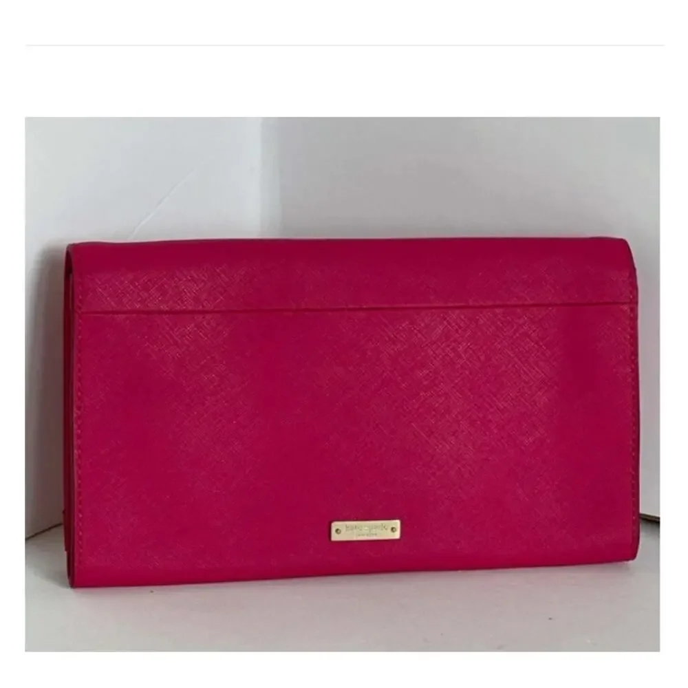 Kate Spade Kiss Tally Clutch Pink Leather Foldover Love Birds Bag